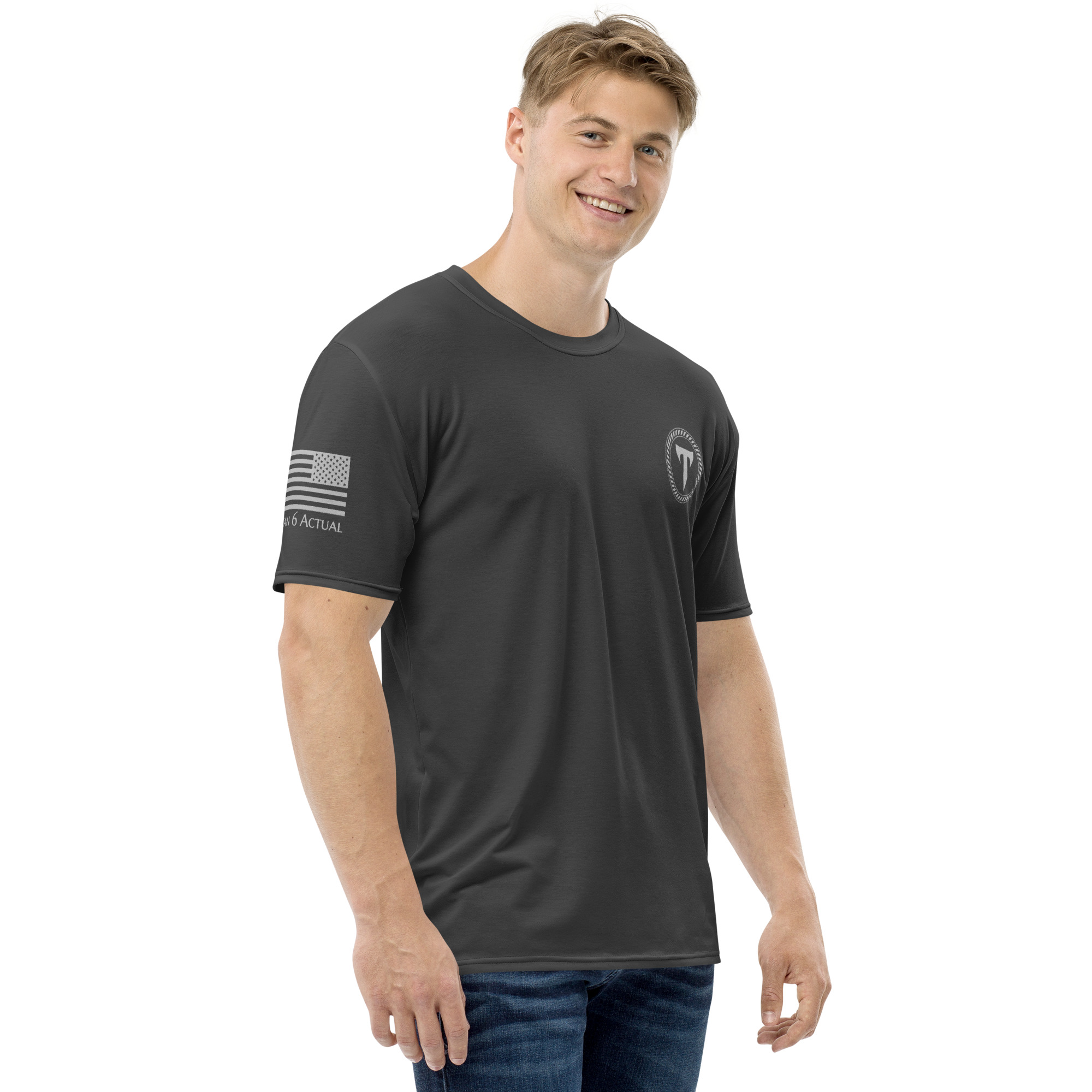 Men’s Graphite Titan’s Shield Performance Tee (Marble) – Titan 6 Actual